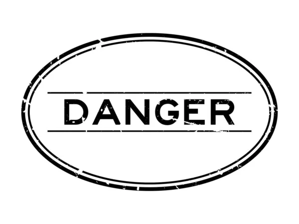 Sello de sello de goma ovalado palabra de peligro negro grunge sobre fondo blanco — Archivo Imágenes Vectoriales
