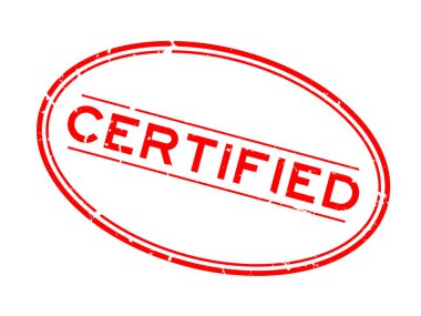 Grunge kırmızı sertifikalı kelime oval lastik mühür damgası beyaz arka plan üzerinde