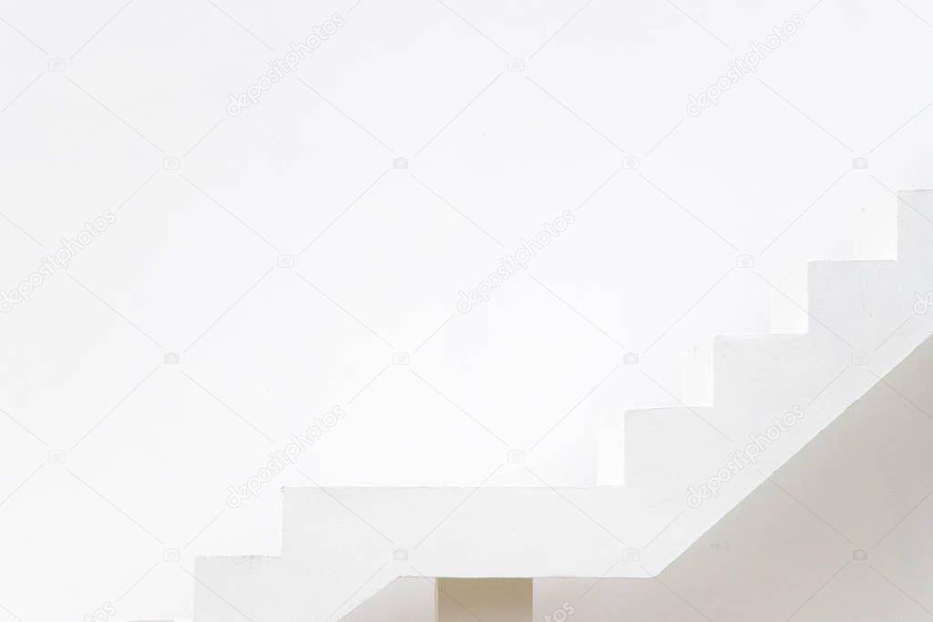 White staircase on concrete wall background (Concept for career path, target aiming, aspiration)