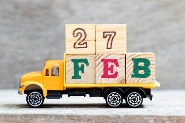 27 Şubat tarihli ahşap arkaplan (kavram 27 ay Şubat)