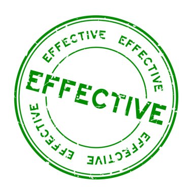 Grunge yeşil etkili kelime yuvarlak lastik mühür beyaz arka planda iş damgası