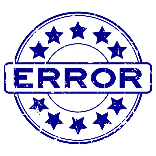 Grunge palabra de error azul con sello de sello de goma redonda icono estrella sobre fondo blanco — Vector de stock