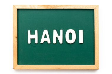 Letter in word Hanoi on blackboard in white background