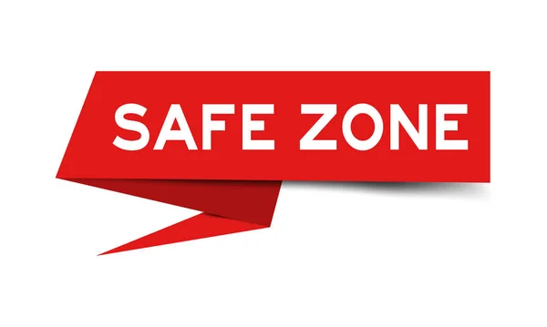 Мовний банер червоного кольору зі словом безпечна зона на білому тлі — стоковий вектор