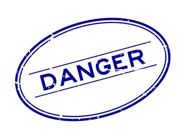 Beyaz arka plan üzerinde Grunge mavi tehlike kelime oval kauçuk mühür damga