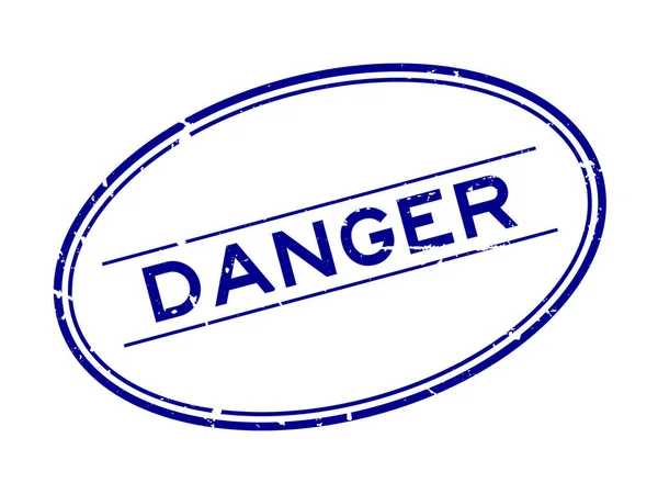 Beyaz arka plan üzerinde Grunge mavi tehlike kelime oval kauçuk mühür damga — Stok Vektör