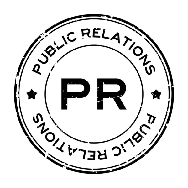 Grunge czarny Pr Public Relations słowo okrągły pieczęć gumowy znaczek na białym tle — Wektor stockowy
