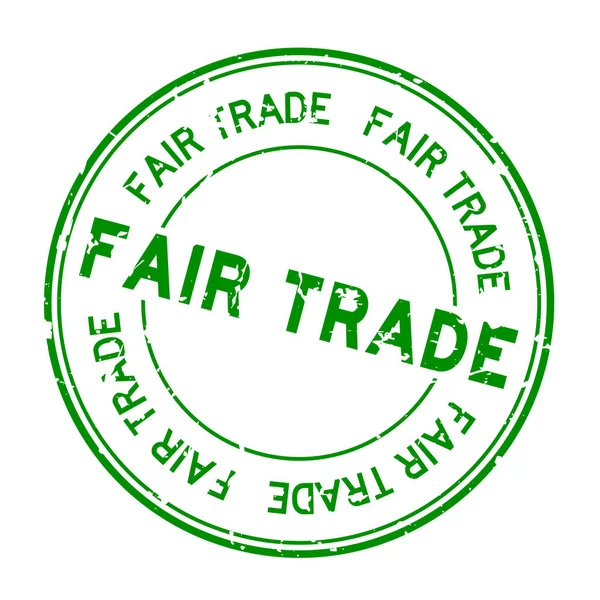 Grunge green fair trade word round rubber seal stamp on white background — 스톡 벡터