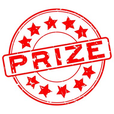 Grunge kırmızı ödül sözcüğü beyaz arka planda lastik mühür damgası