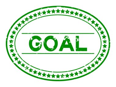 Grunge green goal word oval rubber seal stamp on white background