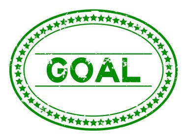 Grunge green goal word oval rubber seal stamp on white background