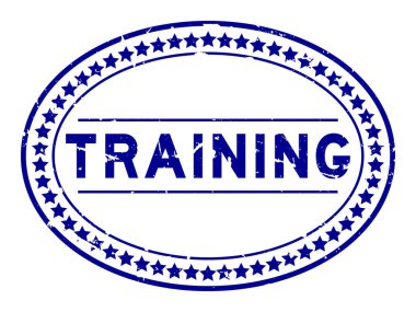 Grunge mavi eğitim kelimesi oval lastik mühür beyaz arka planda