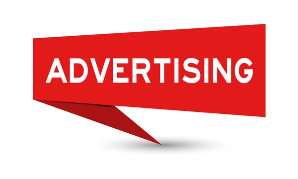 白い背景に単語の広告と赤い色の紙のスピーチバナー — ストックベクタ