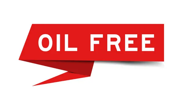 Banner de discurso de papel de color rojo con aceite de palabra libre sobre fondo blanco — Vector de stock