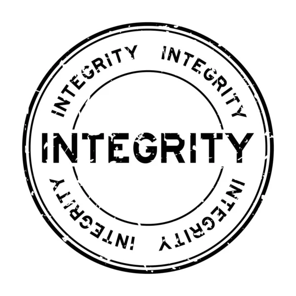 Grunge negro integridad palabra ronda sello de goma sobre fondo blanco — Archivo Imágenes Vectoriales
