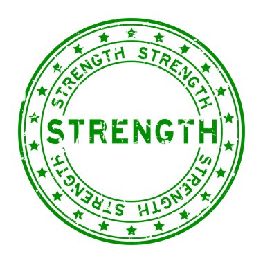 Grunge yeşil kelime yuvarlak lastik mühür beyaz arka planda