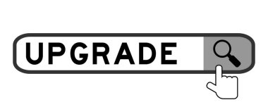 Sözcük güncellemeli arama kutusu ve beyaz arkaplanda büyüteç üzerinde el simgesi