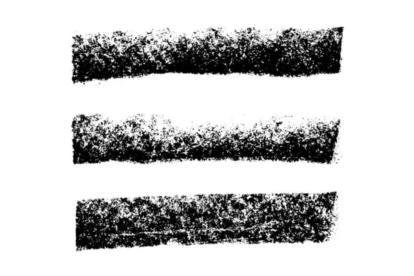 Σύνολο Grunge Μαύρη Κιμωλία Υφή Ριγέ Πινέλο Λευκό Φόντο — Διανυσματικό Αρχείο