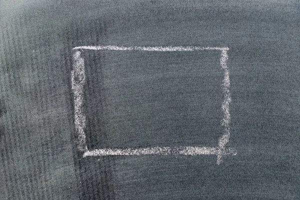 Λευκό Χρώμα Κιμωλία Χέρι Σχέδιο Τετράγωνο Σχήμα Μαύρο Φόντο Του — Φωτογραφία Αρχείου