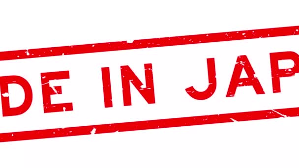 Grunge Czerwony Wykonane Japonii Słowo Gumowe Pieczęć Znaczek Zoom Białym — Wideo stockowe