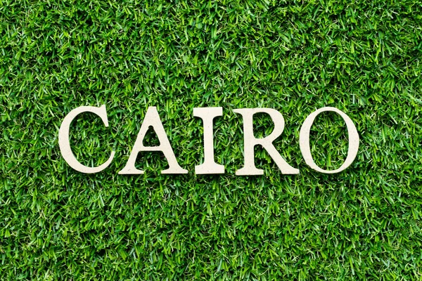 Legno Alfabeto Lettera Parola Cairo Sfondo Erba Verde — Foto Stock