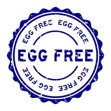 Grunge mavi yumurta ücretsiz kelime yuvarlak lastik mühür beyaz arka planda