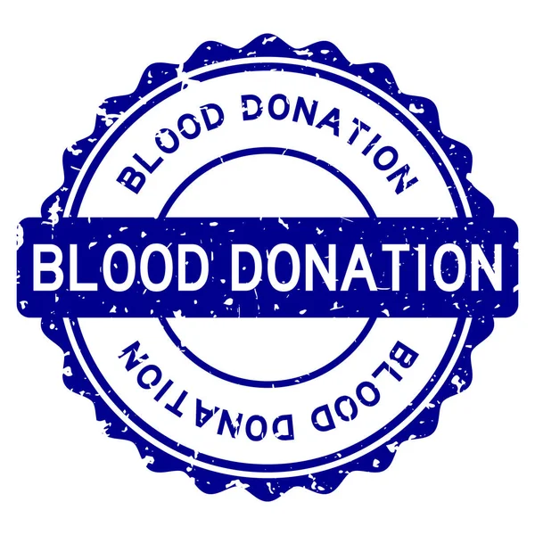 Palabra Donación Sangre Azul Grunge Sello Goma Redonda Sobre Fondo — Vector de stock