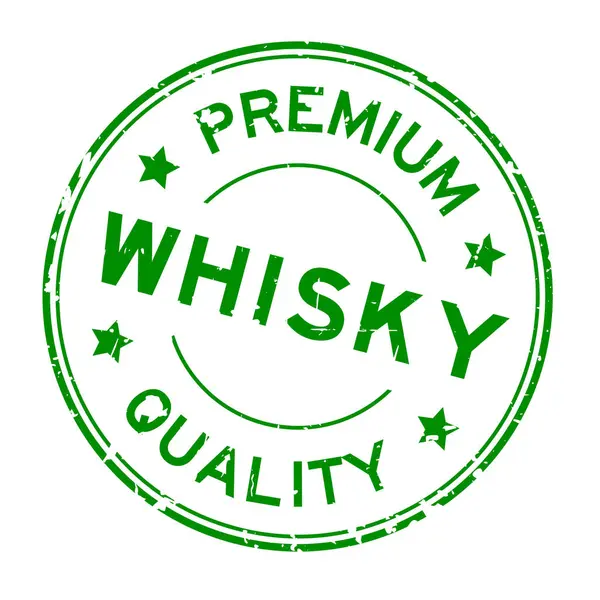 Grunge Zöld Prémium Minőségű Whisky Szó Kerek Gumi Pecsét Fehér — Stock Vector