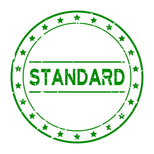 Grunge Grünes Standardwort Mit Sternsymbol Runder Gummidichtungsstempel Auf Weißem Hintergrund — Stockvektor