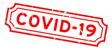 Grunge kırmızı COVID-19 (Coronavirus için kod) beyaz arka planda lastik mühür