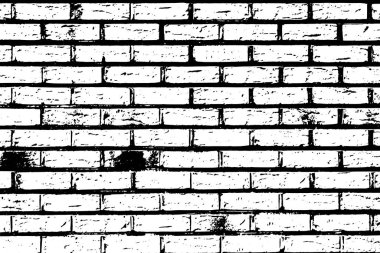 Beyaz zemin üzerinde tuğla duvar şekli olarak Grunge siyah dokusu (Vektör). Dekorasyon, yaşlanma veya eski katman için kullan