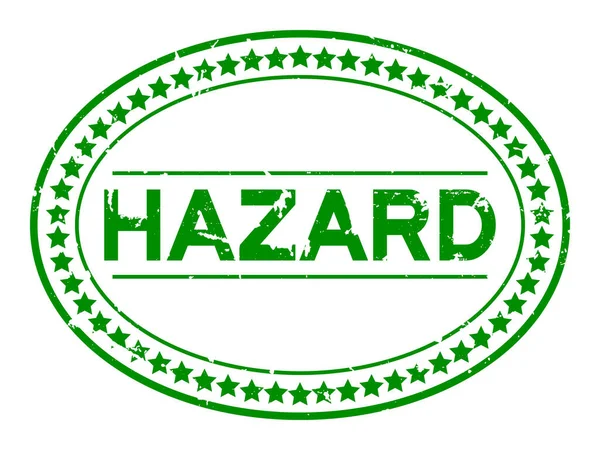 Grunge Green Hazard Word Ovale Gummidichtung Stempel Auf Weißem Hintergrund — Stockvektor