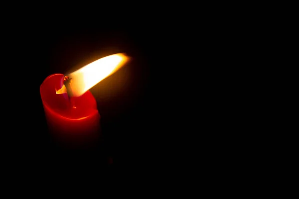 Red Candle Yellow Flame Black Background — Stock Photo, Image