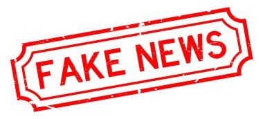 Grunge kırmızı sahte haber kelime lastik iş mühür beyaz arka planda