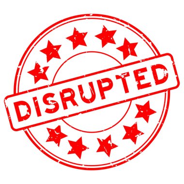 Grunge kırmızı sözcük beyaz arka planda yıldız simgesi yuvarlak lastik mühür ile bölünmüş kelime