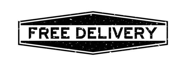 Grunge Black Free Delivery Word Hexagon Rubber Seal Stamp Auf — Stockvektor