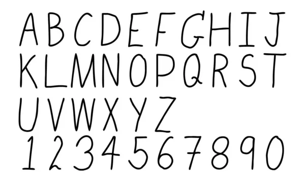 Μαύρο Χρώμα Χέρι Σχέδιο Γραμματοσειρά Του Άνω Περίπτωση Αγγλικό Αλφάβητο — Διανυσματικό Αρχείο