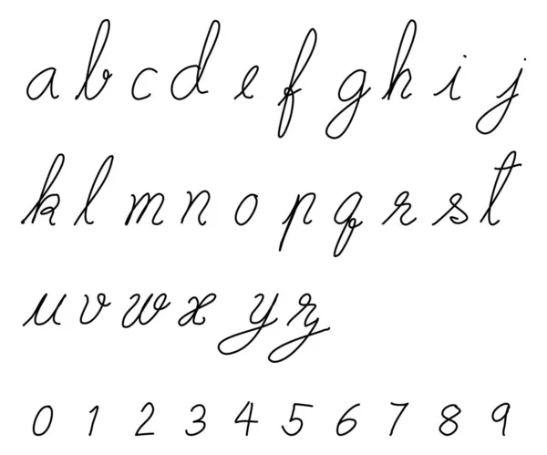 Μαύρο Χρώμα Χέρι Σχέδιο Γραμματοσειρά Του Κάτω Περίπτωση Αγγλικό Αλφάβητο — Διανυσματικό Αρχείο