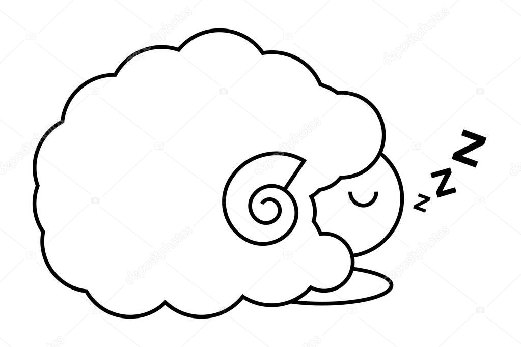 Sheep in sleeping logo design in black line on white background