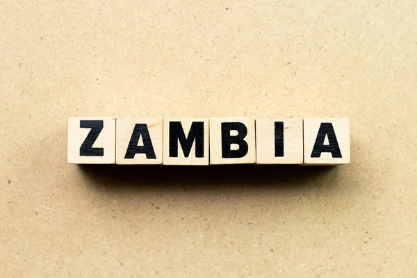 Alphabet Lettre Bloc Dans Mot Zambia Sur Fond Bois — Photo