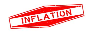 Beyaz arka planda Grunge kırmızı enflasyon kelimesi altıgen lastik mühür