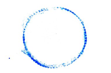 Yuvarlak şekilli mavi mürekkep. Pul ya da çerçeve olarak desenlendirilmiş.