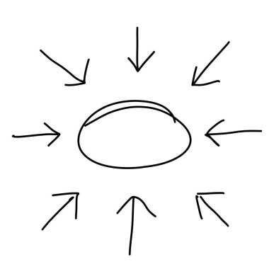 Oktaki siyah karalama el çizimi beyaz arkaplanda daire şeklinde yoğunlaşır