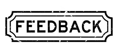 Grunge siyah geribildirim sözcüğü beyaz arka planda lastik iş mühürü