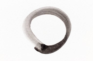 Beyaz kağıtta fırça ya da pankart şeklinde siyah renkli suluboya el çizimi 