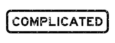 Grunge siyah, karmaşık kelime kare, beyaz arka planda lastik mühür.