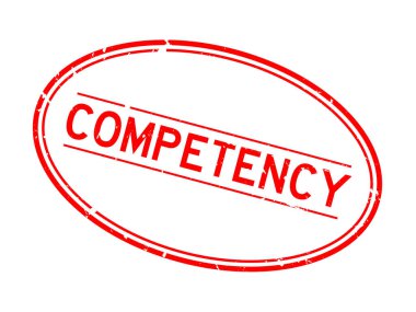 Grunge kırmızı yeterlilik sözcüğü oval lastik mühür beyaz arka planda