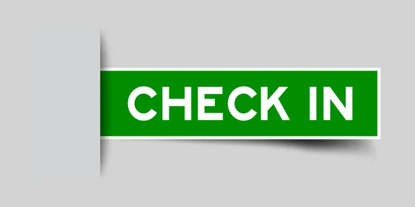 Etiqueta Adhesiva Color Verde Insertada Con Registro Palabras Fondo Gris — Vector de stock