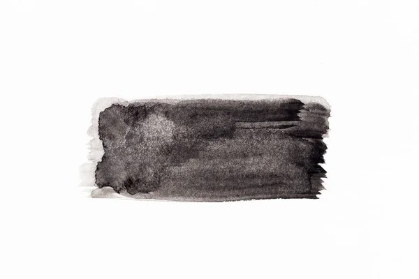 Fekete Színű Akvarell Kézimunka Vonal Ecset Fehér Papír Háttér — Stock Fotó