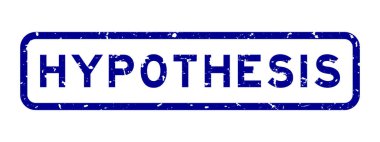 Grunge mavi hipotez kelime kare kauçuk mühür beyaz arka planda
